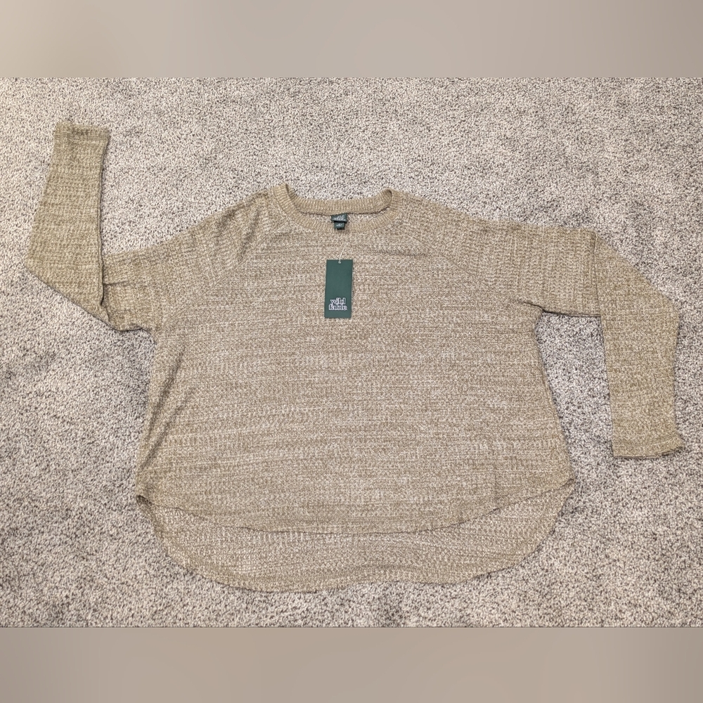 NWT WILD FABLE Crop Top Womens XS Extra Small Olive Green Long Sleeve Pullover